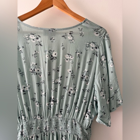 NWT HEYSON Flowy Button Front Hi Low Kimono Duster Mint Blue Floral Print Size M - Picture 8 of 10